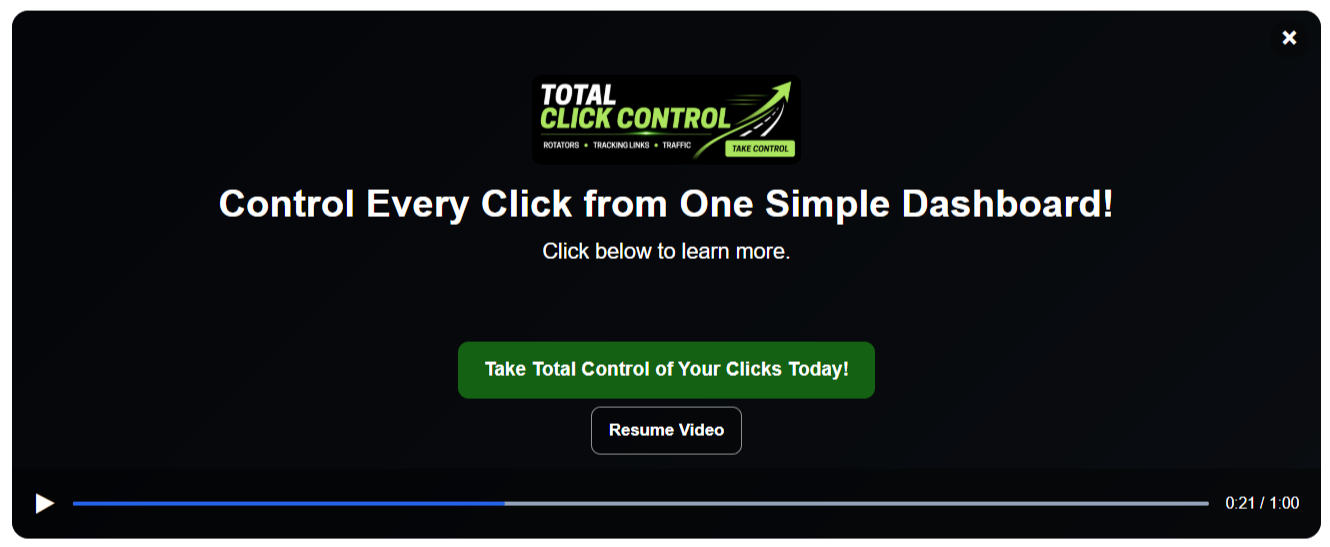 Pause Ad Profits regular ad displayed over a paused video